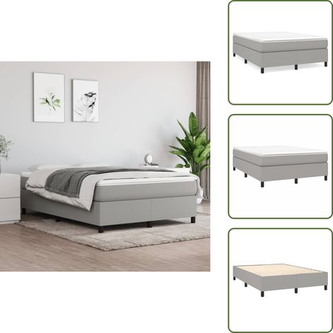 Bettgestell ohne Matratze Hellgrau 140x200 cm Stoff - Bettes Gestell - Doppelbett - Holzrahmen - Lattenrost - Stoffbezug