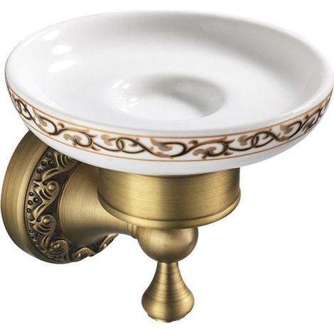 Porte savon mural lot de 1 en métal style vintage avec égouttoir installation avec vis 10 x 11,7 cm pour douche salle de bains et cuisine (1/4)