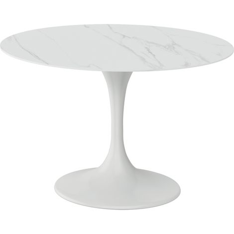 Tavolo Fisso Side 120x120x76 cm Top in Ceramica Marmo Bianco (1/3)