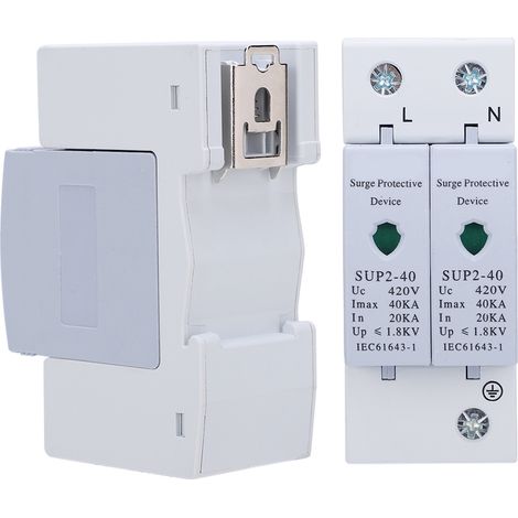 Lot de 2 dispositifs de protection contre les surtensions et la foudre SUP2-40 2P 40KA 420V CA (1/5)