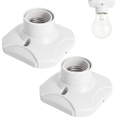 2pcs E27 Lamp Socket, E27 Ceiling Light Socket, Up to 60 W and 250 V, White (1/5)