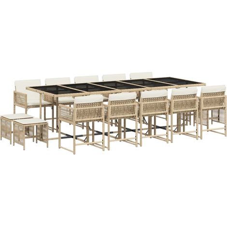 Maison Exclusive - Set comedor de jardín con cojines 15 pzas ratá (1/5)
