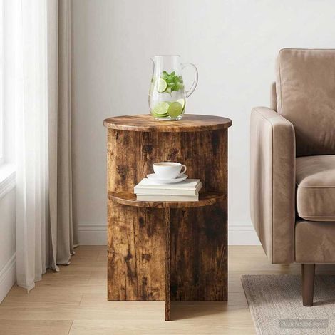 vidaXL Tavolo laterale Rovere Fumo Ø 39,5 x 55 cm Legno ingegnerizzato