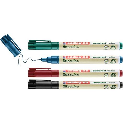 Marcador de punta fina 1mm permanente Ecoline estuche surtido de 4 - Edding