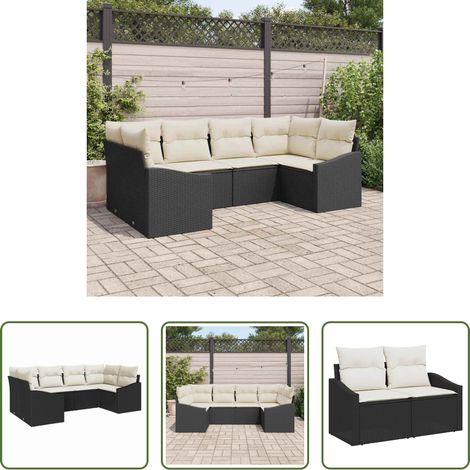 vidaXL Poly Rattan -  Sofa Set mit Kissen 6 pcs Schwarz Poly Rattan (1/5)