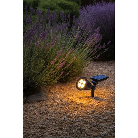 Sklum – Projecteur solaire LED d'extérieur 41cm – Aluminium – 3 intensités de lumière – Éclairage automatique – 100% luminosité 4h (1/4)