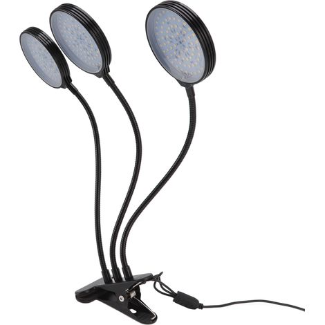 45-Watt-LED-Pflanzenlampe mit 3 Köpfen, Clip-On-USB-Netzteil, Wachstumslampe für die Indoor-Anzucht von Sukkulenten (1/5)