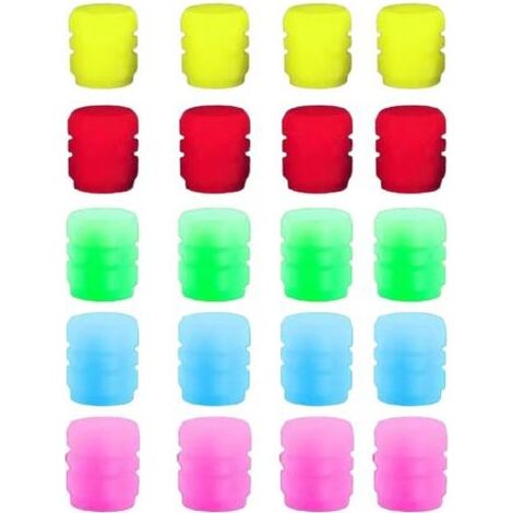 20 Stück leuchtende Reifenventilkappen, universelle fluoreszierende Reifenventilkappen, für Autos, Motorräder, Fahrräder (grün, pink, rot, blau, (1/5)