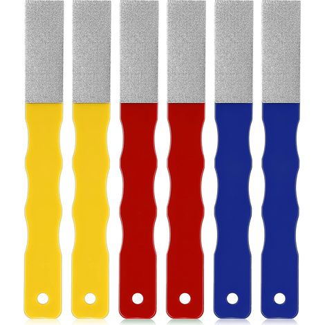 Ensemble de 6 pierres à aiguiser diamantées à code couleur, limes plates et couteaux pour la chasse et l'extérieur