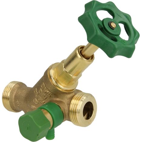 Vanne à passage direct DN15 avec purge 3/4’’ FM x 3/4’’ FM broche non montante