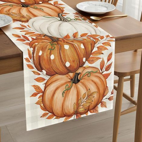 Herbstlicher Kürbis-Tischläufer 33x183cm Herbstliche Tischdekoration Tischdecke Herbstliche Dekoration für Zuhause und Heim für Partys, Familienfeiern (1/5)