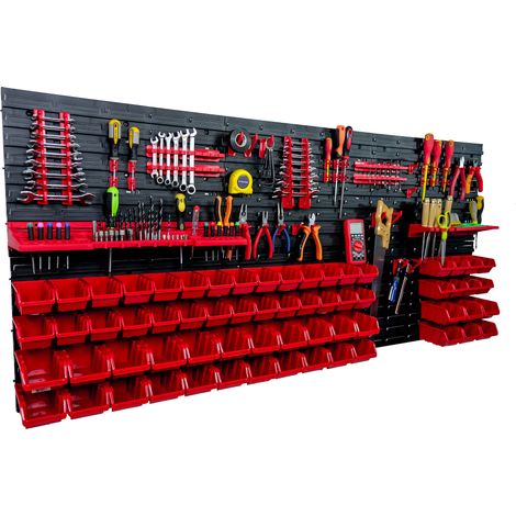 Panneau à outils d'atelier 172x78 cm + 64 plateaux (1/5)