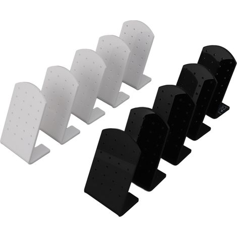 Set mit 10 großen Acryl-Ohrringhaltern (24 Löcher), schwarz-weiß, zur Schmuckpräsentation für Damen und Mädchen, als Wand- oder Tischaufsteller geeignet. (1/5)