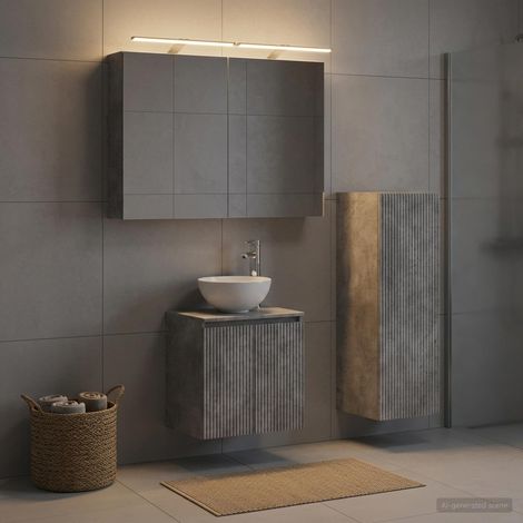 vidaXL Bathroom Furniture Set 4 pcs Concrete Grey (1/5)