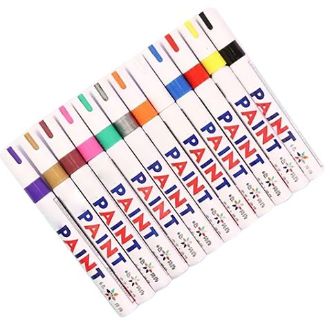 Lot de 12 marqueurs graffiti, disponibles dans une variété de couleurs vives, imperméables et à séchage rapide, adaptés aux surfaces en verre, en bois et en métal. (1/5)