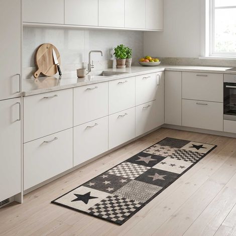 vidaXL Tappeto da Cucina stelle grigie 180 x 60 cm 100% Poliammide