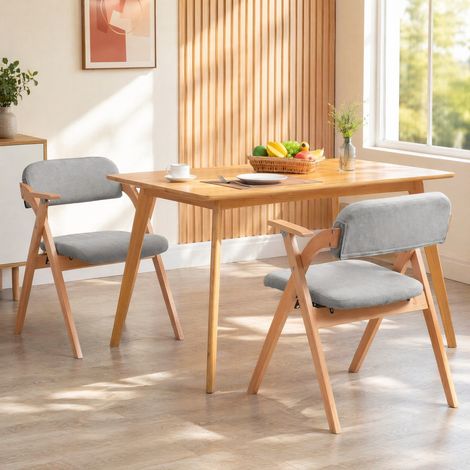 Silla de comedor plegable de madera gris 98x22x60 cm, ahorra espacio para salón FloraGrace (1/5)