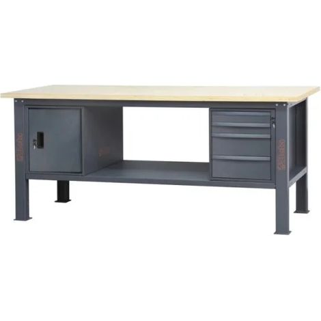Beta C58BC-W2,1 4CA/A Banco da lavoro con piano in legno 2,1 m cassetti e anta (1/3)