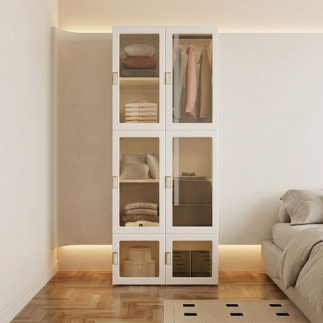 Armoire Pliante Magique 170 cm - Montage Ultra-Rapide sans Outils - Penderie Modulable 8 Compartiments et 6 Portes Magnétiques - PP Sain et Durable - 590L (1/5)