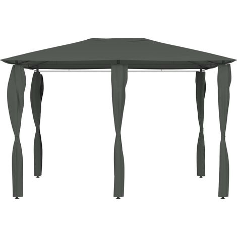 Tonnelle Barnum de Jardin, Pavillon, Pergola, Tente de jardin, à revêtement de poteaux 3x4x2,6 m Anthracite 160 g/m² OIB6106E (1/4)