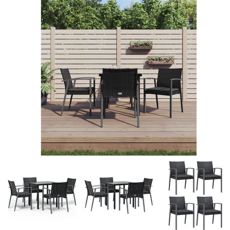 Rattanmöbel - vidaXL 5-tlg. Garten-Essgruppe mit Kissen Poly Rattan und Stahl - Stahlrahmen (1/5)