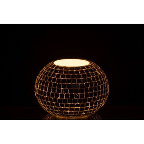 Photophore Mosaïque en Verre "Disco" 16cm Argent (1/5)