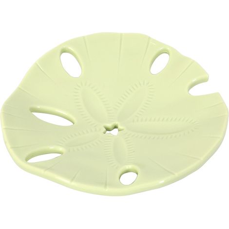 Porte-savon en forme de feuille de lotus, vert, 12,211,61,8 cm, un porte-savon rond sans perçage pour salle de bain avec système d'égouttage. (1/5)