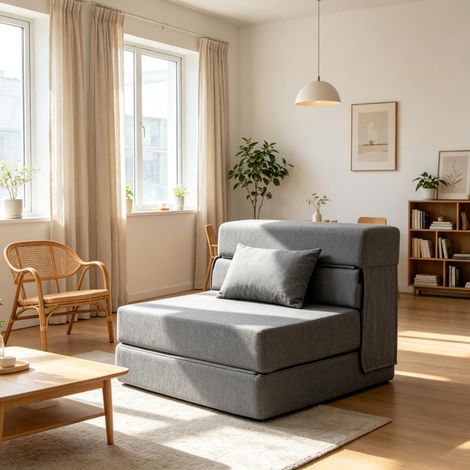 Gain de Place Chauffeuse Fauteuil Convertible 1 Place Lit Pliant 80x210 cm avec Coussin pour Studio et Salon (1/5)