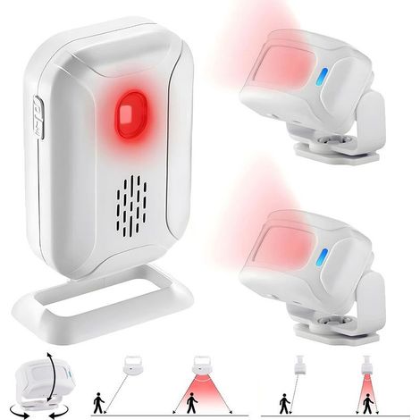 Doorbell to sensor, doorbell input commercial, intercom of welcome for magasin, alarm of detection of movement, reminder for the elderly people, doorbell visitor - 1 receiver, 2 sensors (1/5)