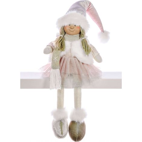Dekoration MagicHome Weihnachten, Mädchen mit rosa Rock, sitzend, 33 cm (1/2)