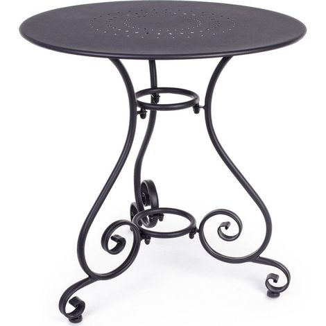 Farbiger runder Couchtisch "Etienne" aus pulverbeschichtetem Stahl für Garten und Bar in matter Ausführung -Tische Ø 70 cm / Anthrazit (1/5)