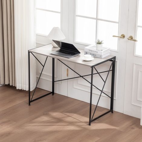 Bureau pliant multifonction-MDF naturel-Installation 8 secondes-Compact 99x50x75cm (1/5)