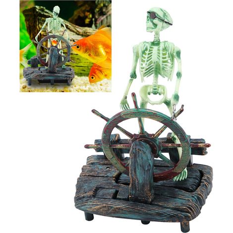 Décors Aquarium Marin Paysage avec Plongeur et Bateau Pirate pour Aquariophilie Décoration (1/5)