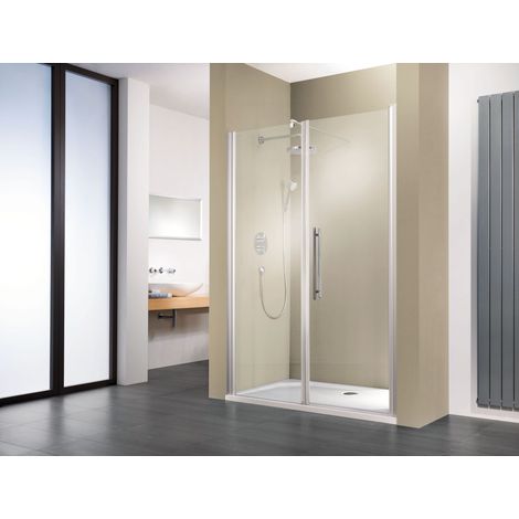 Porte de douche pivotante, verre 5 mm anticalcaire, grande niche, profilé aspect chromé, Style 2.0, Schulte, 160 x 192 cm