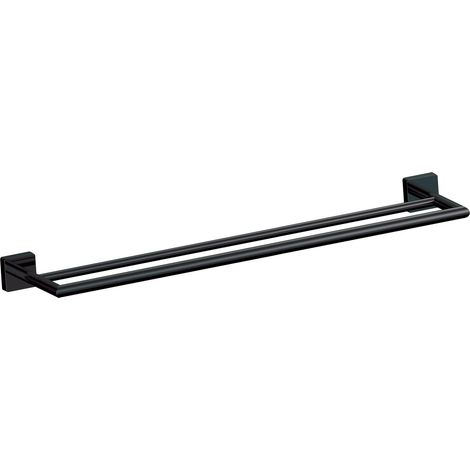 Inda - Porta asciugamani doppio Forum Quadra nero opaco L.65 cm (1/2)