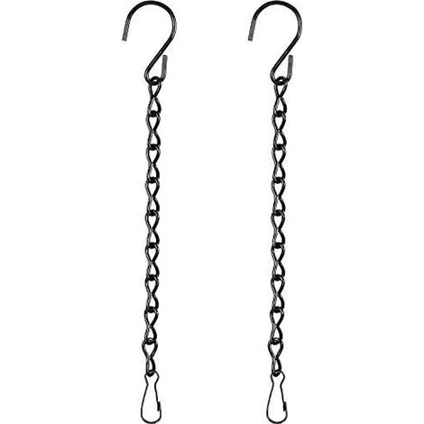 Lot de 2 chaînes de suspension noires de 9,5 pouces. Adaptées pour mangeoires à oiseaux, jardinières, lanternes et décorations diverses. (1/5)