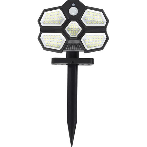Lampe led solaire extérieur noir éclairage blanc avec détecteur mouvement et luminosité
