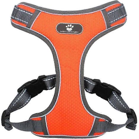 Hundegeschirr, reflektierendes Hundegeschirr, verstellbares weiches Oxford-Gewebe, Haustiergeschirr, leicht zu kontrollierende Hunde-Orange M (1/5)
