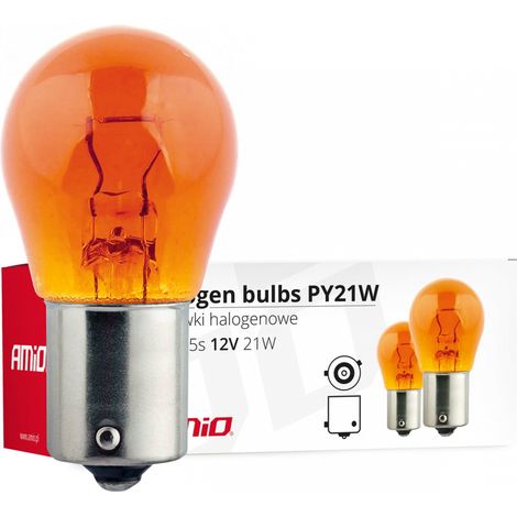 Lampadine alogene PY21W BAU15s 12V 21W ambra 10 pz. (E8) amio-01158 (1/3)