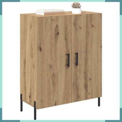 881475 Buffet 69,5x34x90cm Bois d'ingénierie Chêne Artisanal 2 Portes Charnières Grand Stockage (1/5)