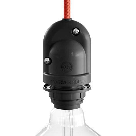 Support de lampe EIVA E27 extérieur IP65 – Thermoplastique noir étanche – Compatible ampoules et abat-jour – Pour espaces extérieurs – Creative Cables