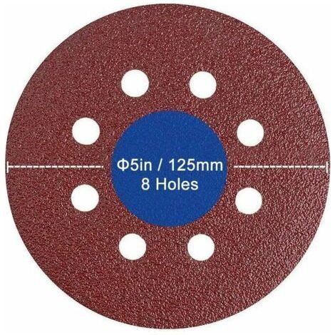 Papier de verre 100, Disque Abrasif 125mm Assorti 40 60 80 100 120 180 240 320 400 800 grain, disques ponçage papier abrasifs ponceuse orbitale pour bois métal verre voiture polissage fin (1/4)