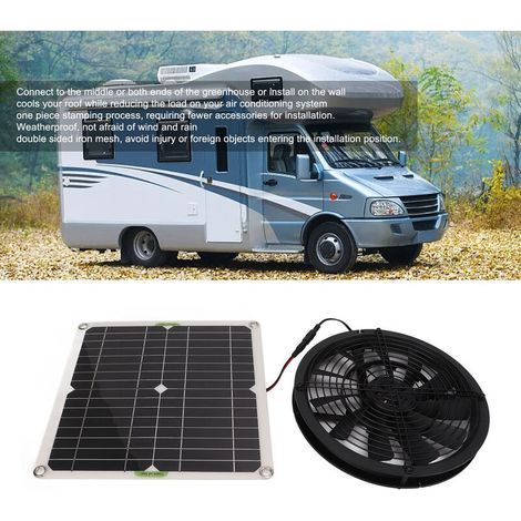 Ventilateur Alimenté par Panneau Solaire 100W, Puissant Ventilateur D'extraction Solaire avec Coque, Ventilateur de Refroidissement Compact pour RV, Serres, Salle de Bain (1/4)