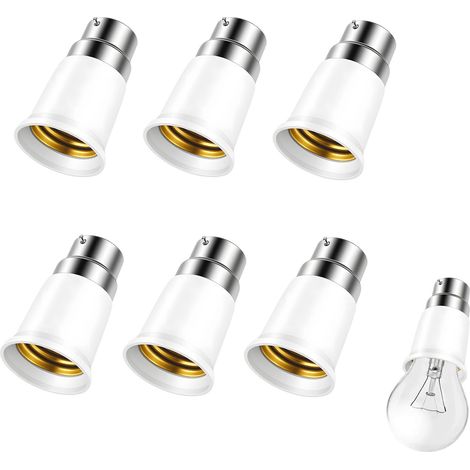 6 Pièces Adaptateur B22 e E27, Adaptateur Ampoule Baillonette vers Vis (1/5)