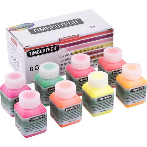 Peintures acryliques fluorescentes 30 ml, 8 couleurs, pour aérographes professionnels (1/2)