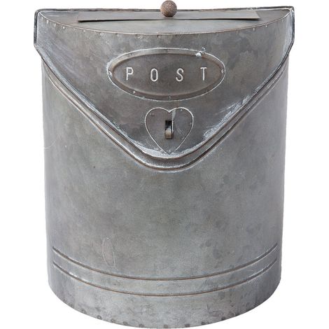 Boîte aux lettres murale en fer et métal gris avec inscription Post 24 x 10 x 29 cm - PANGIVO (1/4)