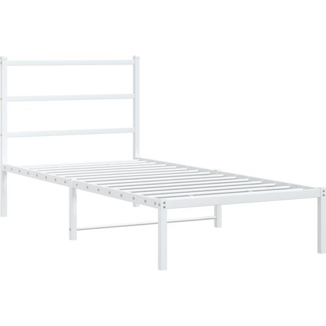 vidaXL Cadre de lit métal sans matelas avec tête de lit blanc 90x200cm (1/5)