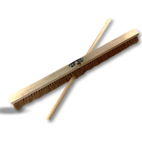 Balai d'atelier type cantonnier Lot de 6 Piste Extérieur Longueur 100 cm Garnissage brosse fibre coco naturel Semelle bois Douille métal boulonnée Ø 28 mm Avec manche Kibros 2090Mx6