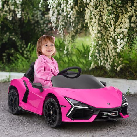 Macchina elettrica per bambini dai 3 ai 5 anni, guida fluida, telecomandata, con clacson, in plastica e metallo, rosa (1/5)