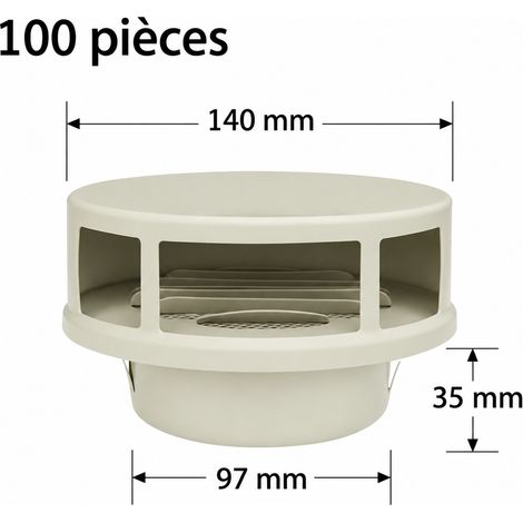 Grille de ventilation double persienne jaune 30mm 4 acier inoxydable 100mm perçage 100MM ou tube PVC 110 15 × 15 × 10 cm – Livraison gratuite (1/3)
